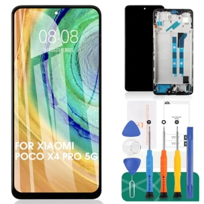 Immagine di Per Xiaomi Poco X4 Pro 5G Display LCD Sostituzione Dello Schermo 2201116PG Touch Digitizer Assembly Kit di Riparazione (Nero, Con Telaio)