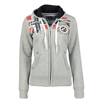 Immagine di Geographical Norway FESPOTE Lady Felpa da Donna con Cappuccio (Grigio Chiaro, XL)