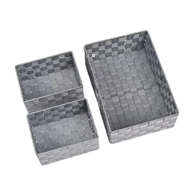 Immagine di WENKO Cesta da Bagno Adria Grigio, Set 3 cestelli Decorativi per la conservazione e organizzazione, Misure M ed L Cucina, Altri Ambienti, portaoggetti di Polipropilene Resistente