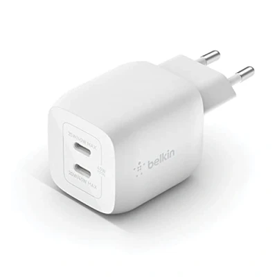 Immagine di Belkin Doppio caricabatteria da parete USB C 45 W, ricarica rapida PD 3.0, caricatore con tecnologia GaN per iPhone 15, 14, 13, 12, Pro, Pro Max, iPad, MacBook, Galaxy S24, S23, Tab e altri