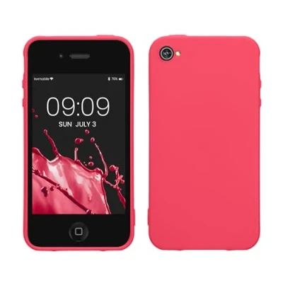 Immagine di kwmobile Custodia Compatibile con Apple iPhone 4 / 4S Cover Back Case per Smartphone in Silicone TPU Protezione Gommata rosa shocking
