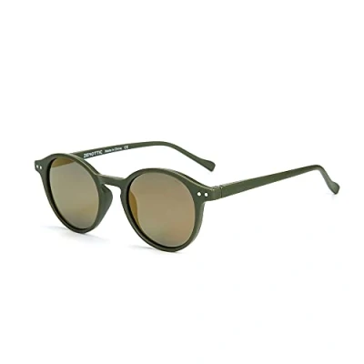 Immagine di ZENOTTIC Occhiali da Sole Polarizzati Retrò Classici Rotondi Vintage UV400 Montatura Uomo e Donna (VERDE MATTE + GIALLO RIFLETTENTE)