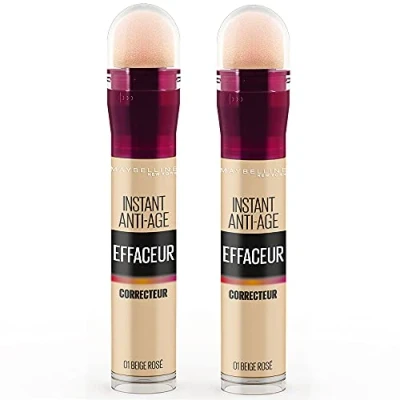 Immagine di Maybelline New York Set di 2 correttore fluido Instant Anti Age L&#039;Eliminatore Tonalità: Beige Rosato (01) x 6,8 ml