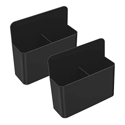 Immagine di MoKo Set di Portapenne Magnetici 2 Pezzi Scatole Magnetice in ABS, Portaoggetti Magnetico, Organizer Magnetico per Lavagna Bianca, con Divisorio Rimovibile, Forniture Casa, Scuola, Ufficio, Nero