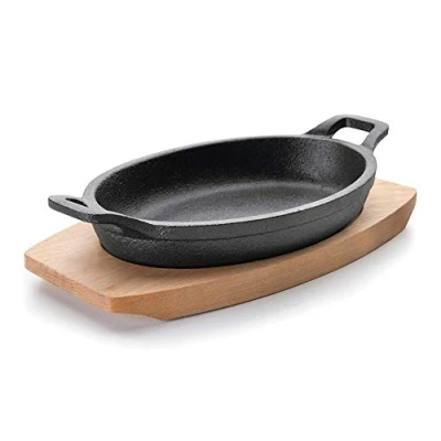 Immagine di Lacor Magma Casseruola Ovale in Ghisa con Base, Nero, 15.5 x 10 cm