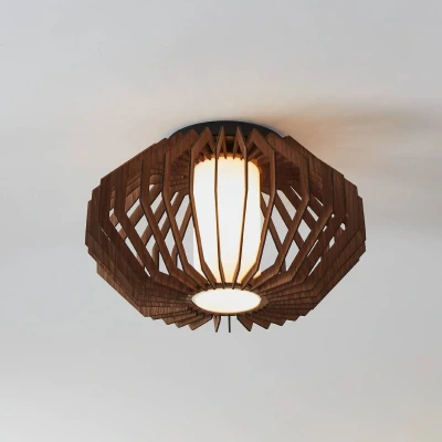 Immagine di EGLO Plafoniera Rusticaria con fasce di legno