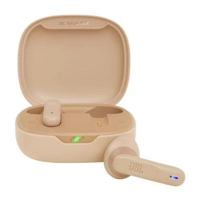 Immagine di JBL Wave Flex Auricolari Wireless In Ear Bluetooth, Waterproof IP54 e Antipolvere IPX2, Deep Bass Sound, Tecnologia TalkThru AmbientAware, Fino a 32 h di Autonomia, Beige