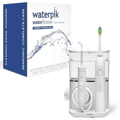 Immagine di Waterpik Sensonic Complete Care Water Flosser, Rechargeable Electric Toothbrush and Flosser Combo Set, CC 04, White,