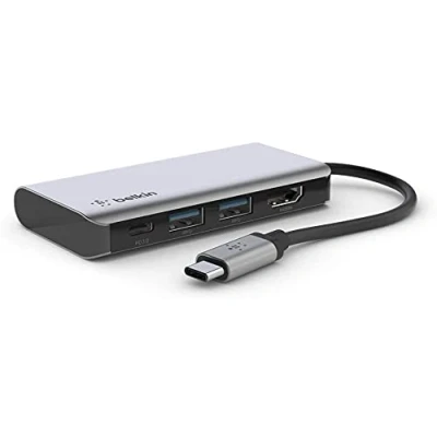 Immagine di Belkin Adattatore Multiporta 4 in 1 USB C (HDMI 4K, Ricarica Passante PD da 100 W e 2 Porte A, per MacBook Pro, Air, iPad XPS Altri)