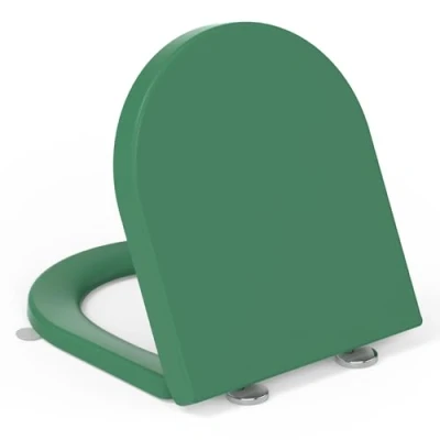 Immagine di Tavoletta WC Universale D Forma, YEAUPE PRO Sedile Con Chiusura Ammortizzata e Funzione di Sgancio Rapido, 42,5 * 36,3 4,9CM, Verde