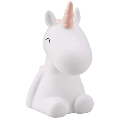 Immagine di DHINK Mini luce notturna a LED con unicorno, colore bianco, criniera rosa, lampada da notte per cameretta dei bambini e bambini, timer cambio di colore, DHINK470 03