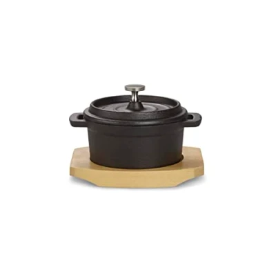 Immagine di ECHTWERK casseruola in ghisa, Mini con vassoio di servizio, Piccolo arrosto, Già cotto, Adatto per forni, grill, barbecue e induzione, Ideale cucinare servire, 200 ml, Ø 9,2 cm