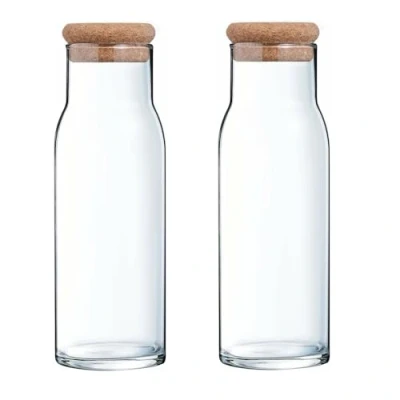 Immagine di Migros Cucina &amp; Tavola Caraffa in Vetro con tappo sughero per acqua, succo di frutta, latte 1000 ml 2 Pezzi