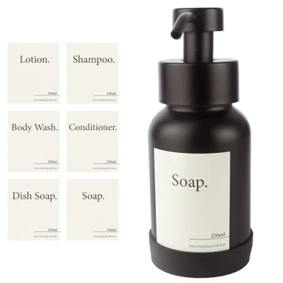 Immagine di Design Amburgo Dispenser di Sapone liquido Porta Doccia e Bagno in Vetro Pompa Acciaio inossidabile Nero