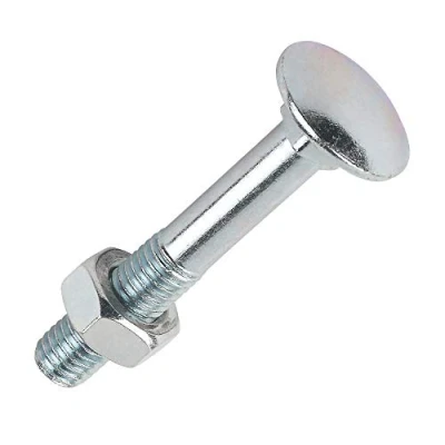 Immagine di Merriway BH04823 Bullone a Testa Tonda e Quadro Sottotesta con Dado, Finitura Zincata, M6, Bianco, Pack of 25, Set di 25 Pezzi