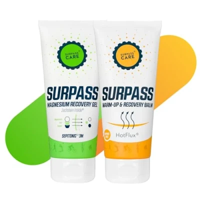 Immagine di SURPASS Pacchetto di Recupero per Atleti, 2 pack, Balsamo Riscaldamento e gel al Magnesio Riscaldante (2 x 200 ml)