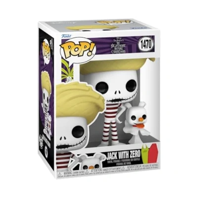 Immagine di Funko Pop! &amp; Buddy: The Nightmare Before Christmas Jack Skellington With Zero (Beach) Figura in Vinile da Collezione Idea Regalo Merchandising Ufficiale Giocattoli per Bambini e Adulti