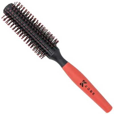Immagine di Kobe Professional Quiff Roller Spazzola rotonda per capelli da uomo, 12 file di setole con punta a sfera