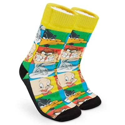 Immagine di LOONEY TUNES Calze Uomo, Calzini Antiscivolo A Pantofola Caldi, Calzettoni Di Pile Imbottiti, Idea Regalo Uomo