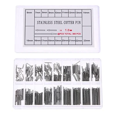 Immagine di 360PCS Coppiglie in acciaio inossidabile, lunghezza da 6 a 23 mm, diametro 1,0 per cinturini
