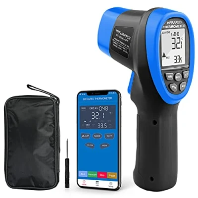 Immagine di INFURIDER Termometro a Infrarossi Laser Digitale Senza Contatto, Industriale, Pistola IR ad Alta Temperatura 58 ℉ 1472 con Lettura Istantanea Bluetooth per Forno HVAC【Non medico】