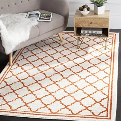Immagine di SAFAVIEH Tappeto Boho per Soggiorno, Sala da pranzo, Camera letto Amherst Collection, A Pelo Corto, Beige e arancione, 122 X 183 cm