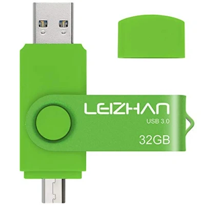 Immagine di LEIZHAN Chiavetta USB 32GB,Flash Drive 3.0 OTG Memory Stick per Telefono Huawei Samsung Android Tablet Mac PC Verde
