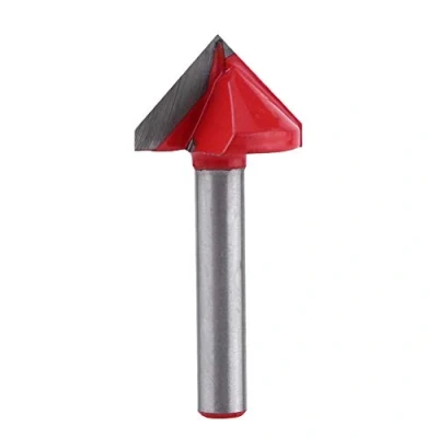 Immagine di BE TOOL Punta per fresa V Groove, 22 mm x 90 in carburo con scanalatura a 2 taglienti, incisione CNC, la produzione di legno gambo da 6