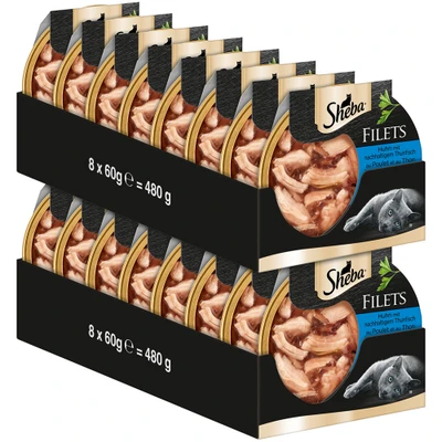 Immagine di Sheba Filets 32 x 60 g Umido per gatto Pollo con Tonno