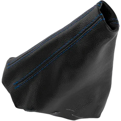 Immagine di Aerzetix C63645 Cuffia per leva del cambio in vera pelle compatibile con Peugeot 208 I dal 2012 al 2018 colore: nero cuciture blu manuale