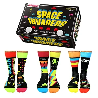 Immagine di Space Invaders Calze Oddsocks in 39 46, set da 6 pezzi, Nero , 46
