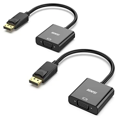 Immagine di BENFEI Adattatore DisplayPort a VGA 2 Confezioni, Unidirezionale Computer Monitor 1080P, DP (Display Port) maschio femmina Convertitore per Lenovo Dell HP Asus