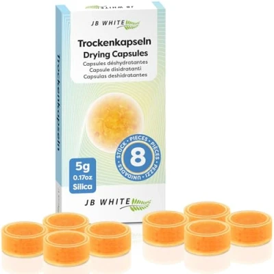 Immagine di JB White 8 capsule essiccanti per apparecchi acustici, di asciugatura con indicatore colore acustici e tazze asciugatura, deumidificanti (sigillati singolarmente)