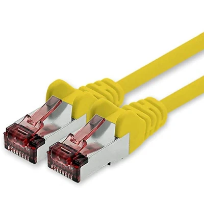 Immagine di freiwerk Cavo di rete Cat.6 5m giallo 1 x Ethernet Lankabel Cat6 Lan Sftp Pimf Patchcable 1000 Mbit s compatibile con Cat5 Cat5e Cat6a Cat7 Cat8