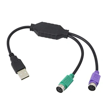Immagine di HONGLEI PS/2 a USB cavo spina attiva doppio adattatore tastiera mouse convertitore per PS2 nero