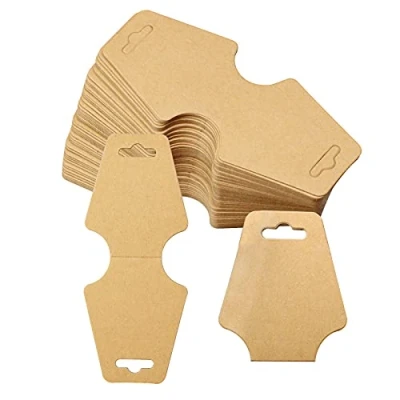 Immagine di Aallo 100 Pz Cartoncini per Collane e Bracciali Scheda Display Gioielli in Carta Kraft Schede Porta Orecchini Collana Bracciali, Fasce Capelli (Marrone)