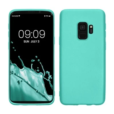 Immagine di kwmobile Custodia Compatibile con Samsung Galaxy S9 Cover Back Case Morbida Protezione in Silicone TPU Effetto Metallizzato turchese metallico