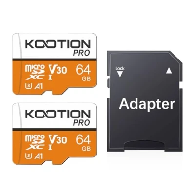Immagine di KOOTION Scheda Micro SD 64GB di Memoria U3 A1 4K UHS I MicroSDXC 64G 64 Giga Memory Card TF Carta Alta Velocità Fino a 100MB/s,Micro 2 Pack per Telefono Videocamera Gopro