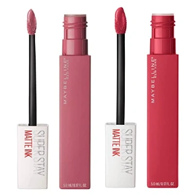 Immagine di Maybelline New York SuperStay Matte Ink Tinta Labbra Colore 15 Lover + 80 Ruler 2 Rossetti con Applicatore a Punta