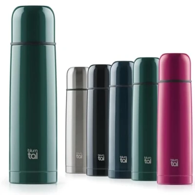 Immagine di Blumtal Termos Caffè in Acciaio Inox Doppia Parete, Borraccia Termica per Bevande Calde e Fredde, Tappo Quick Press, 350ml, Baie