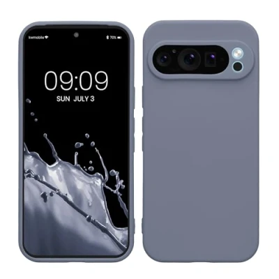 Immagine di kwmobile Custodia Compatibile con Google Pixel 9 Pro Cover Back Case per Smartphone in Silicone TPU Protezione Gommata grigio blu