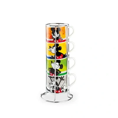 Immagine di EGAN Set 4 Tazzine Caffè Impilabili Mickey I am ML.80 + Metalrack