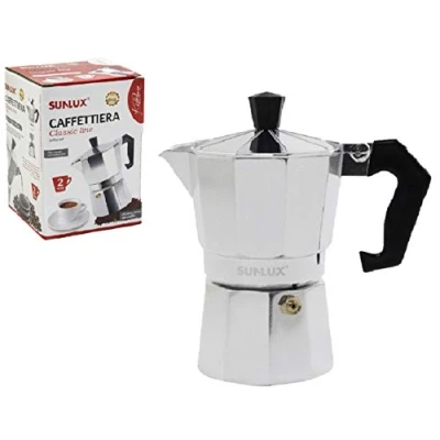 Immagine di SUNLUX Caffettiera 2 Tazze in Alluminio, Moka Caffe Espresso con il Manico e Pomelo Nero