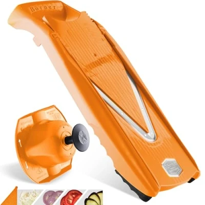 Immagine di Börner Affettaverdure V5 (Set Base) Mandolina per Fette in 4 Spessori Affettatrice con Lama a V Acciaio Inox Regolabile Verdure &amp; Frutta Colore: Arancione
