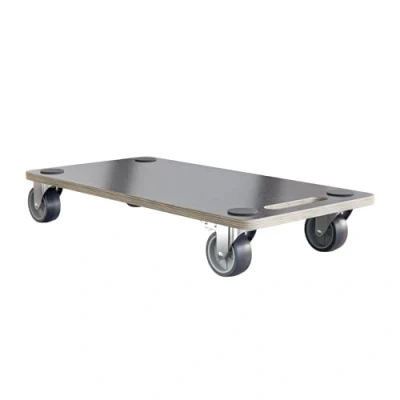 Immagine di Amig Piattaforma di Carico con Ruote Supporto Rotante Rettangolare 4 tappetini antiscivolo 58 x 29 cm Max.: 200 kg Ruote: 2 Freno MDF Certificato FSC Nero