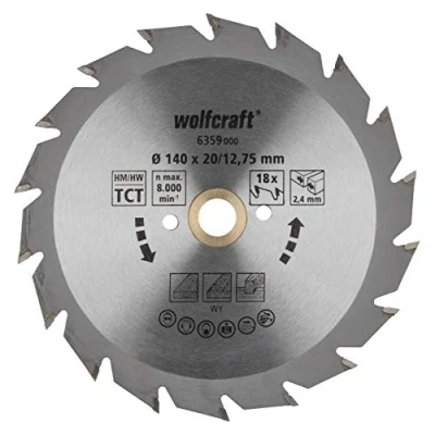 Immagine di Wolfcraft 6359000 Lama circolare in metallo duro 140 x 20 mm Numero di denti: 18 1 pz.