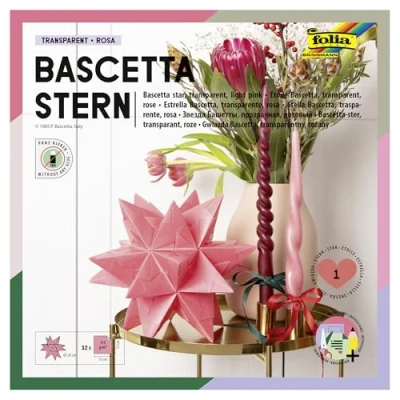 Immagine di folia Bascetta Set, Carta Trasparente, 15 x cm, 115 g/mq, 32 Fogli, Diametro della Stella Fatta Circa 20 con Istruzioni per Il Fai da Te, Colore: Rosa unità