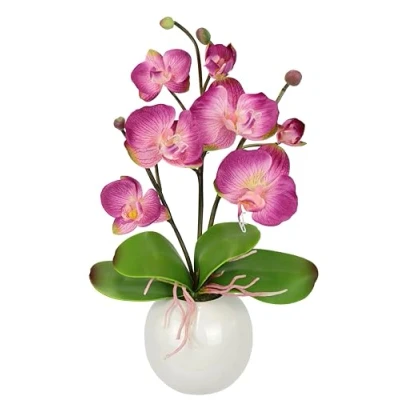 Immagine di orchidea artificiale in ciotola, 35 cm, fiore artificiale, Phalaenopsis con vaso per piante artificiali, decorazione matrimoni, farfalle Phalaenopsis, fiori di seta,