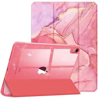 Immagine di FINTIE Custodia per iPad 10ª Generazione 10.9&quot; 2022 Sottile Leggero Trasparente Cover Posteriore con Bordo in TPU Morbido Auto Sveglia/Sonno, Rosa Marble
