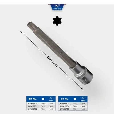 Immagine di BRILLIANT TOOLS BT022705 Bussola a inserto Torx 1/2&quot;, lunga 140 mm, T70 [Powered by KS TOOLS]